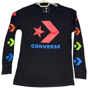 All Star Converse Youth Size Large Long Sleeve Iconic Logo Shirt Crew Neck Black